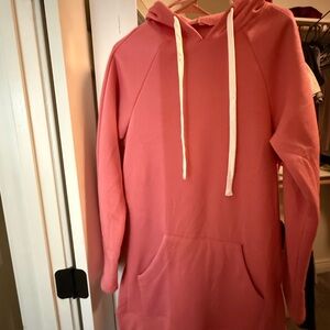 Pink Hoodie with White Drawstrings